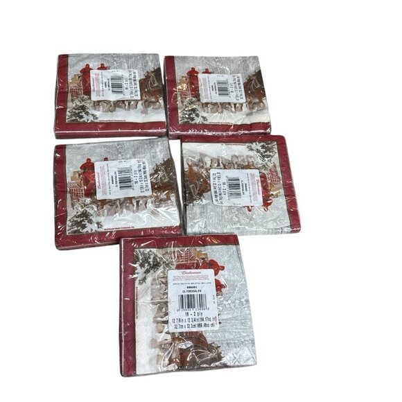 Budweiser Clydesdales Christmas Napkins 16 Count 12 7/8in x 12 3/4in. Lot of 1 - Picture 5 of 6